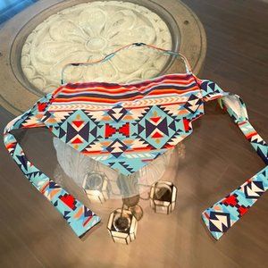 Women's Gianni Bini Swimsuit Tribal Print Handkerchief Top Size M